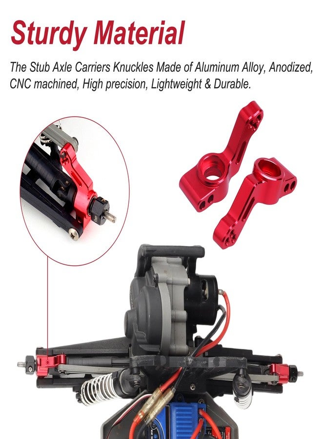 CrazyHobby Aluminum Rear Stub Axle Carriers with Ball Bearings Upgrade Parts for 1/10 Traxxas Slash 2WD, Stampede, Rustler VXL, Replaces 3752 (Red) - Image 2